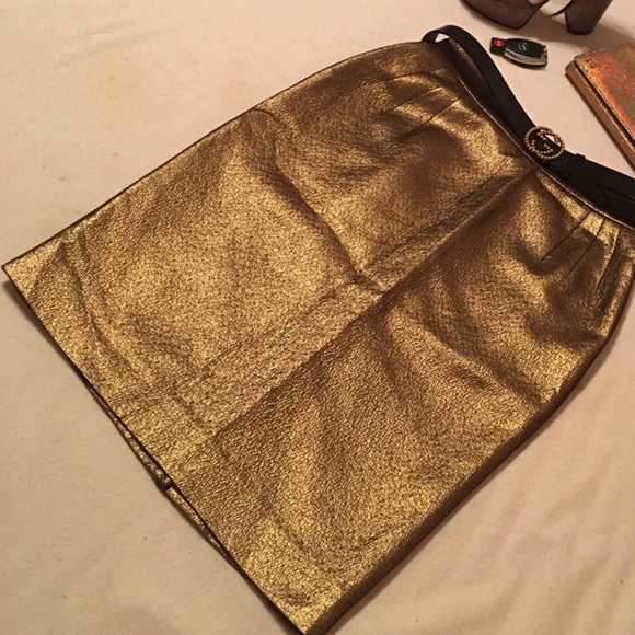 Gold metallic Moschino pencil skirt - Picture 4 of 5